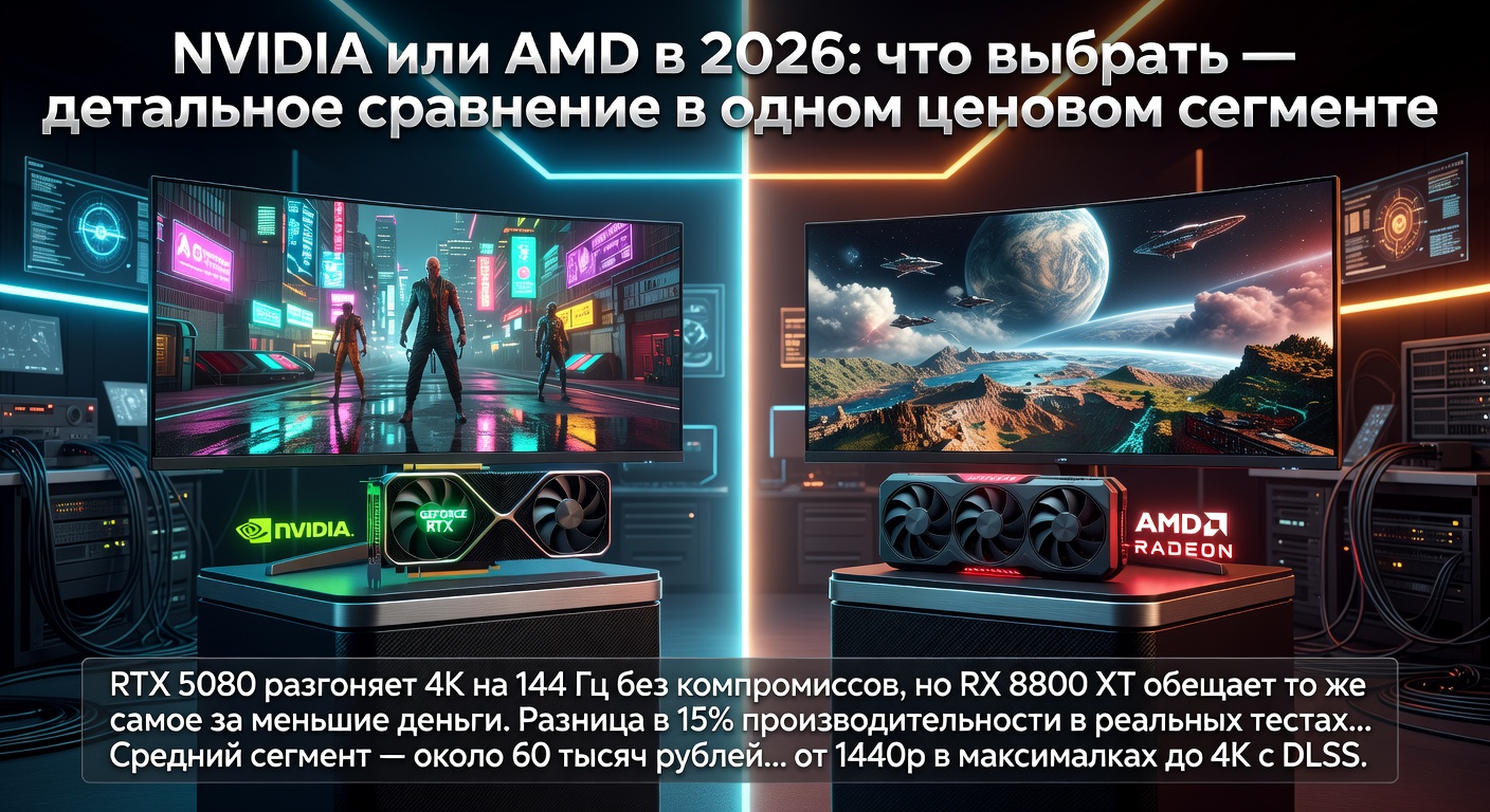 NVIDIA или AMD в 2026: что выбрать — детальное сравнение в одном ценовом сегменте