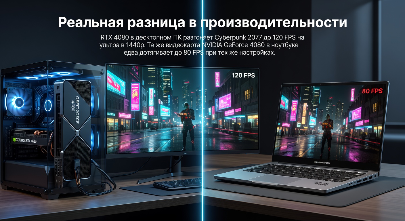 Видеокарта NVIDIA GeForce для ноутбука vs ПК: реальная разница в производительности